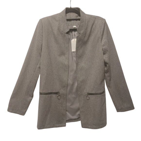 Made with Love Blazer Women's Gray Lined Soft Light Wool Feel Size Large - Picture 1 of 6